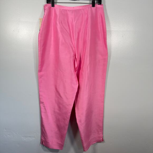Deadstock 100% Silk Taffeta Pants Pink Vintage 90s Trousers Bubblegum Barbiecore - Picture 7 of 12